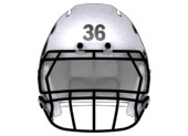 silver helmet with number 36